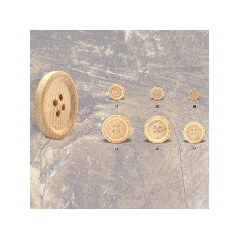 CAJA 80 BOTONES MADERA AROS VETAS