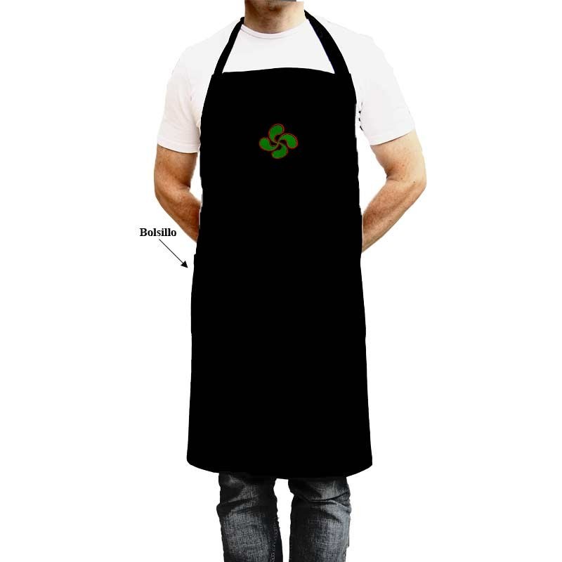 DELANTAL NEGRO LAUBURU BORD BOLSILLO