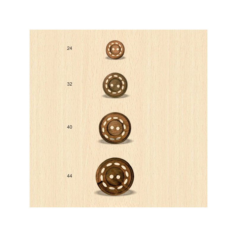 CAJA 50 BOTONES MADERA PESPUNTE